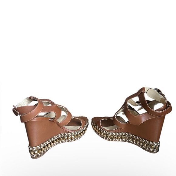 Christian Louboutin Rocknbuckle studded wedges RETAIL 795